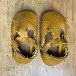 Mustard 100% Leather Soft Sole Baby Walker Shoes - 18-24mo - Lizzie Homemade 5